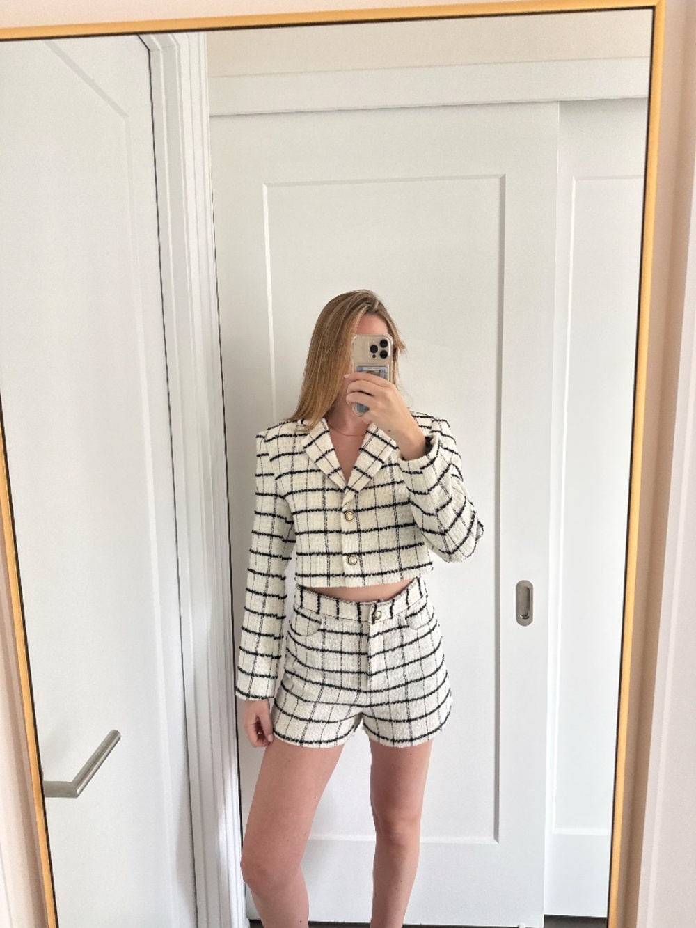 ZARA Tweed Blazer & Shorts Matching Set – Black & White Size XS - Picture 15 of 16